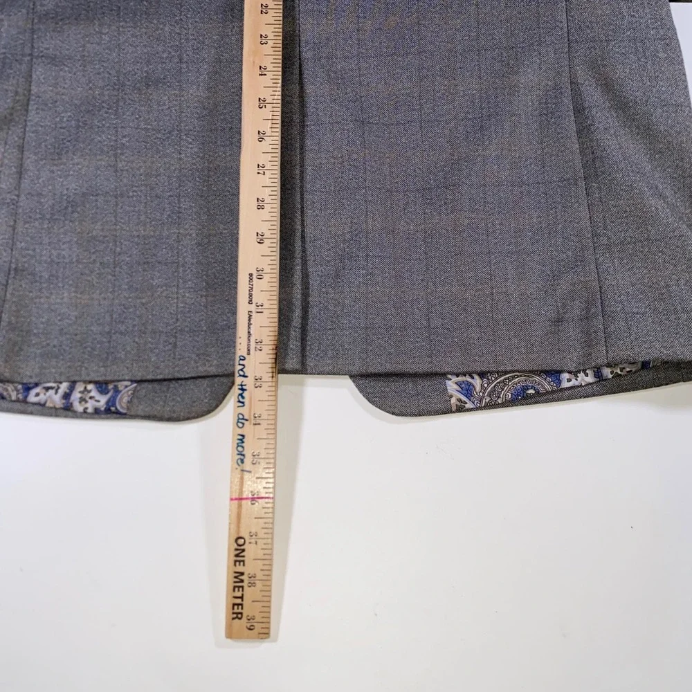 Lauren Ralph Lauren Mens 44L Grey Herringbone Glen Check Blazer Paisley Lining